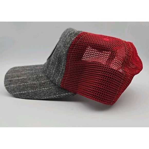 Vintage Von Dutch Red & Gray Striped SnapBack Trucker Hat & Patch Wool Blend - Picture 2 of 6